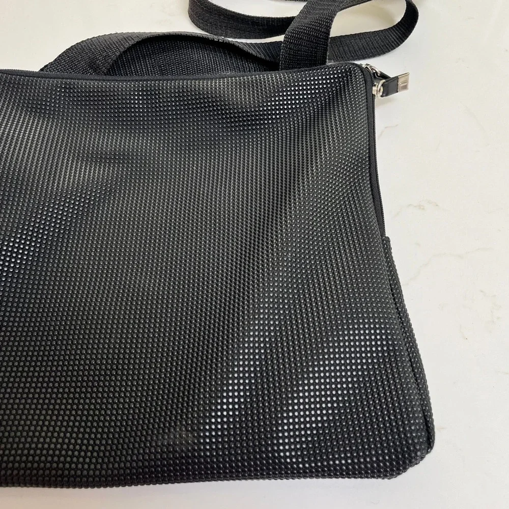 Urban Oxide Black Textured Rubber Crossbody Messenger Bag Raised Dot Utility